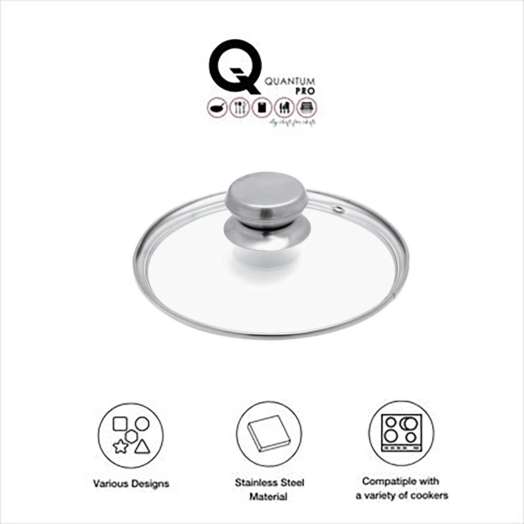 QUANTUM PRO GLASS LID FOR POT 16CM